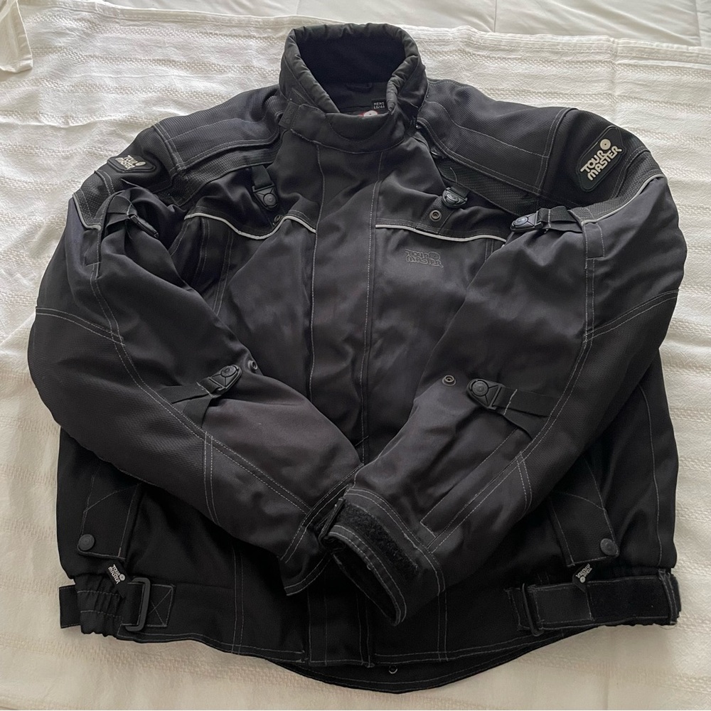 Tour Master Black Pivot Full Armour Quilted Liner Motorcycle Jacket (Large)